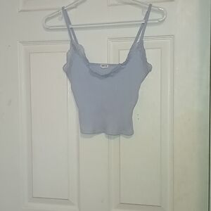 Women's Gray Lace Trim Cami Top